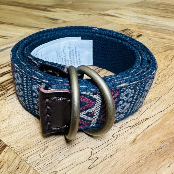 A&F Abercrombie & Fitch Men's Aztec Woven D-Ring Belt S/M 40.5" x 1.5" - Picture 5 of 6
